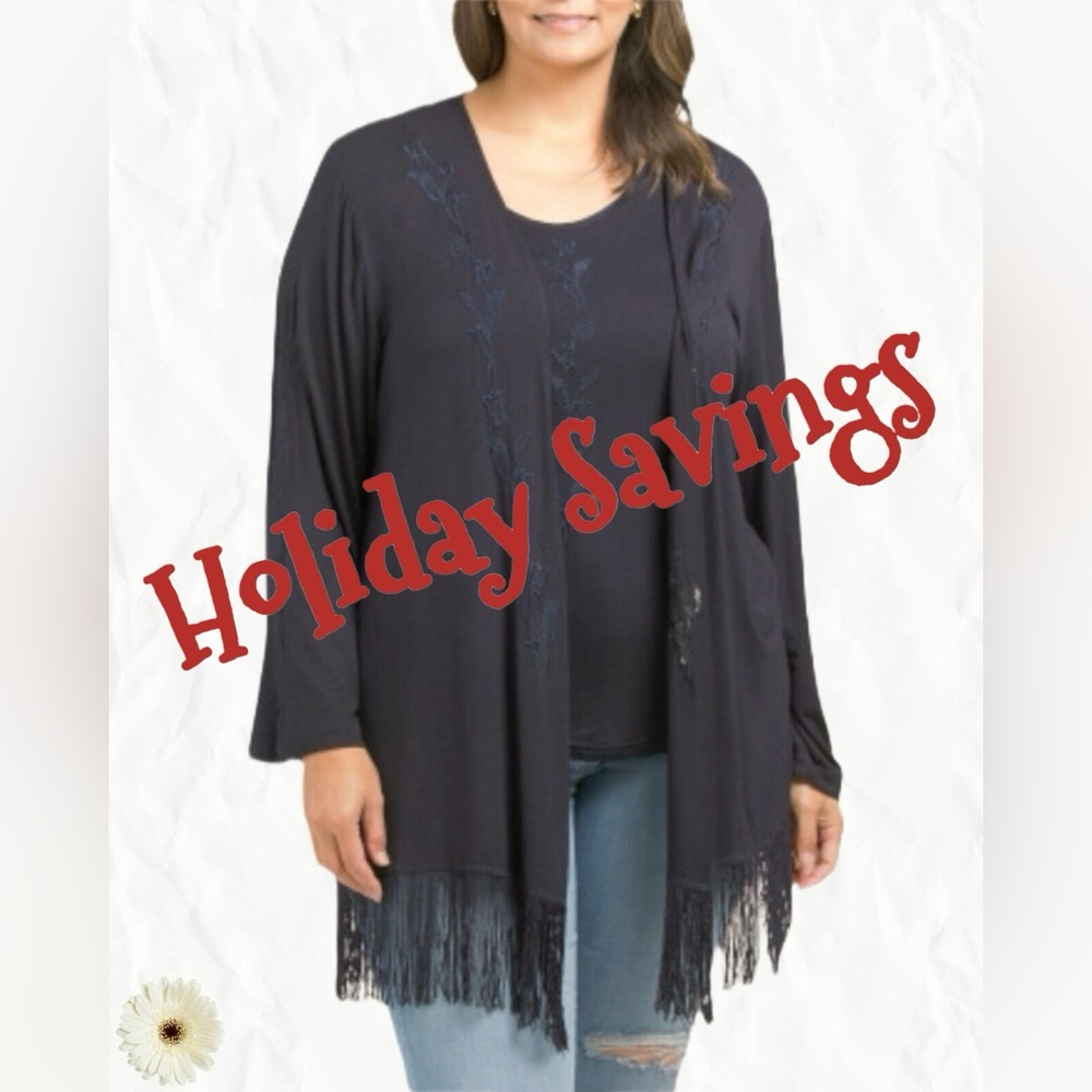 "Forgotten Grace" Women’s Navy 2-Piece Tank And Shrug Set Plus Size 1X NWT